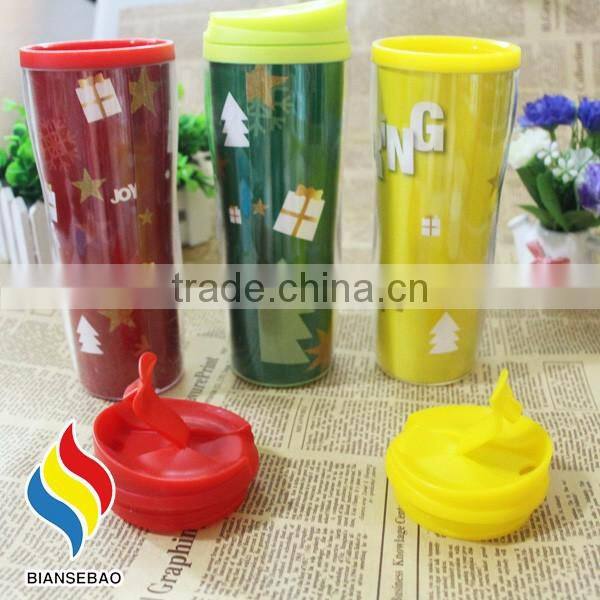160z double-wall plastic travel mug with DIY paper insert