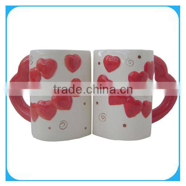 heart shape ceramic couple mug