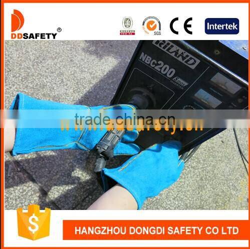 DDSAFETY Alibaba China Green Cow Split Welding Glove With Reinforced And Double Palm Glove