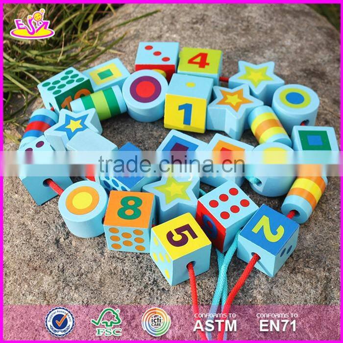 2017 New design toddlers educational wooden lacing toys W11E065