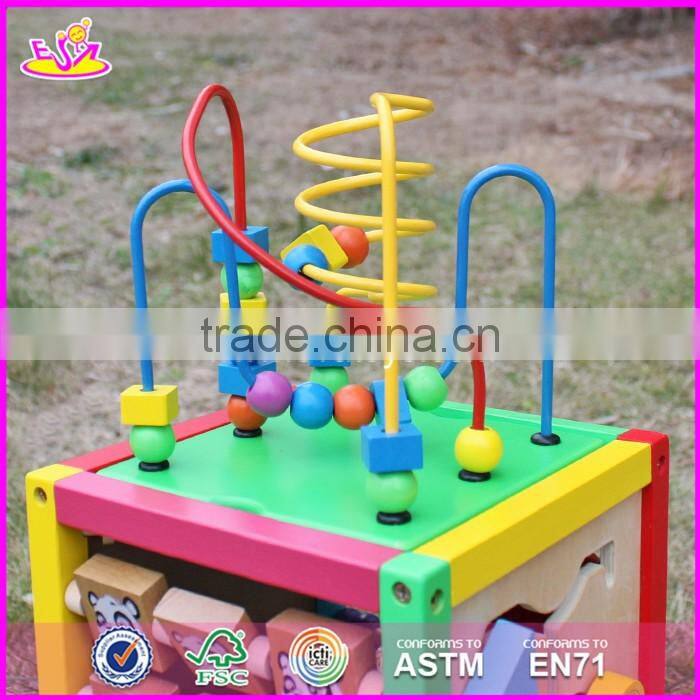 Multi-function 5 in 1 wooden toy activity cube for toddlers W11B136-S