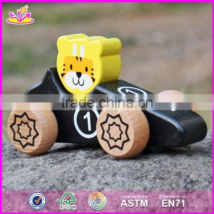 2017 New design tiger shape kids toy wooden cars W04A334