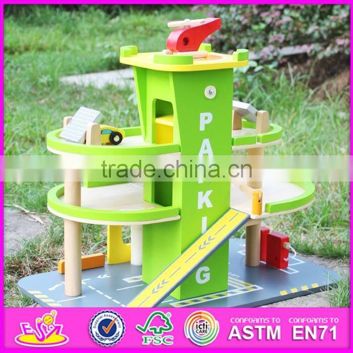 2016 new products pretend play kids wooden car garage W04B042