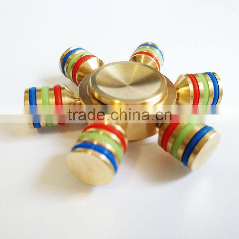 Hot sale Hexagonal Hand Spinner Brass fidget toy Metal EDC finger Spinner stress Luminous