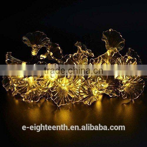 2016 new hot sale morning Glory Shape 20LED Solar Power Outdoor Garden String Lights for Party christmas