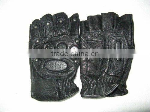 Tactical Leather gloves half finger black