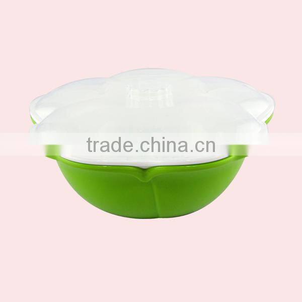 Double Layer Flower Shape Multi-purpose kitchen plastic sieve with lid