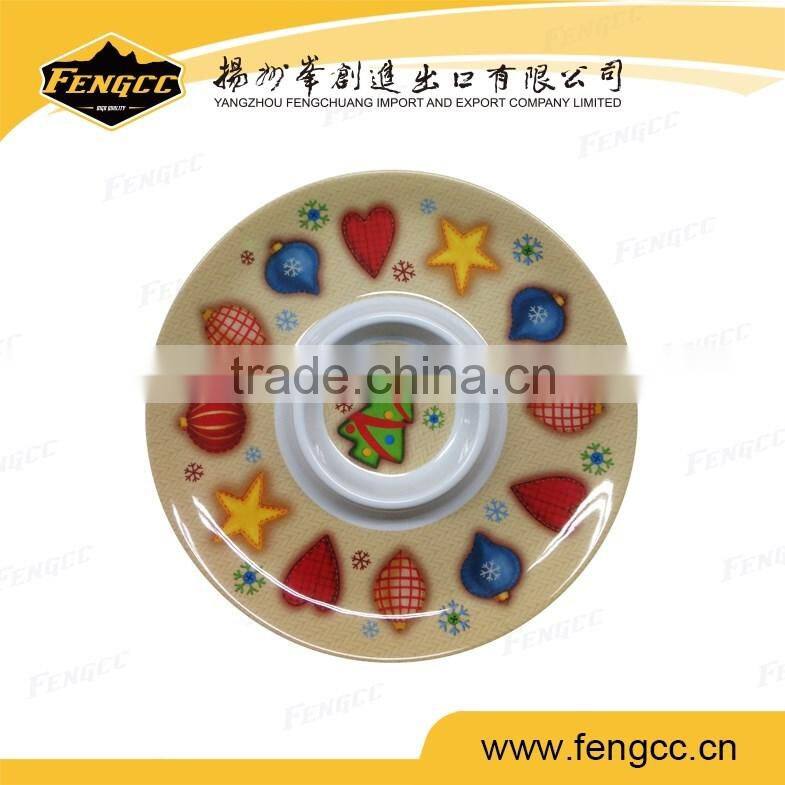 Round shape santa tree 100% melamine dessert cake food plate