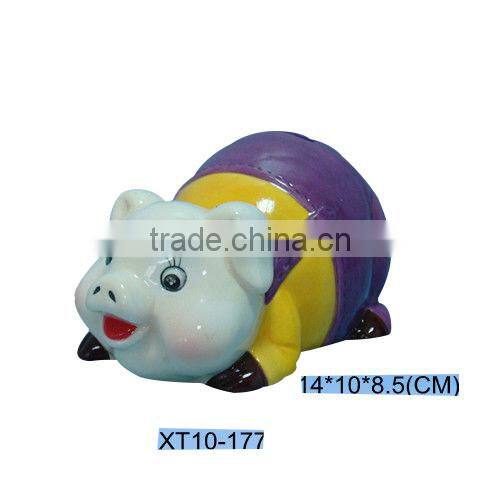 Ceramic Glazed Cute Colorful Piggy Money Box for Coins