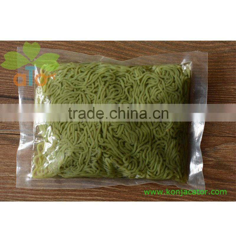 Kosher precooked konjac pasta, free of gluten, slim konyaku noodles with spinach