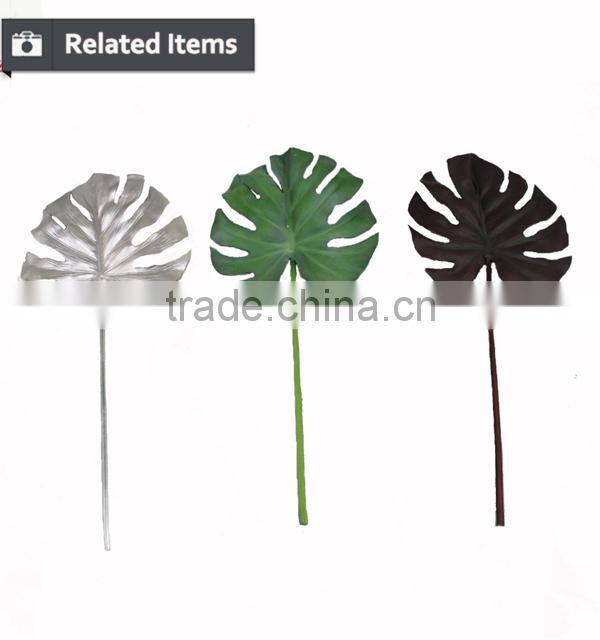 2016 PU big artificial leaves for home decoration artificial green leaves