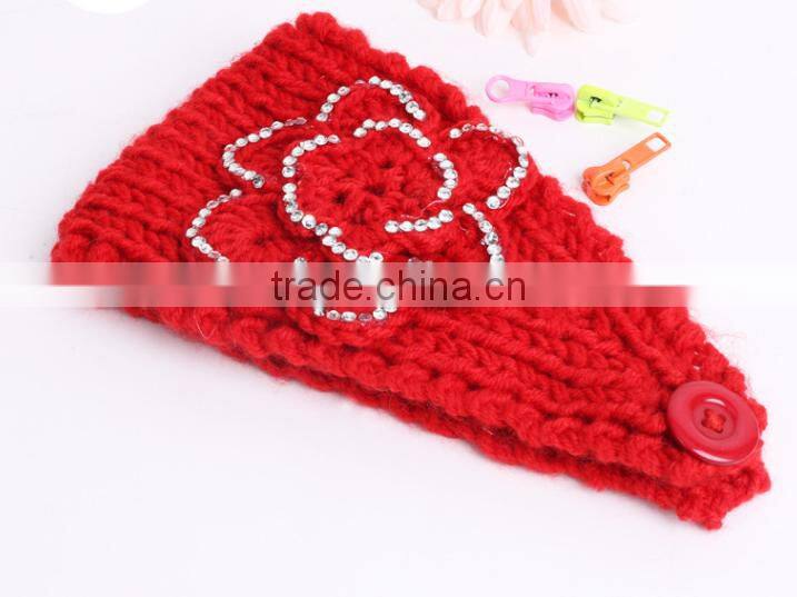 STOCK Wholesale Crystal crochet head wraps crochet flower knit headwrap
