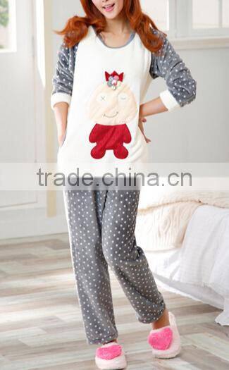Newest pajama woman winter turkey,women sleep wear with coral fleece fabric