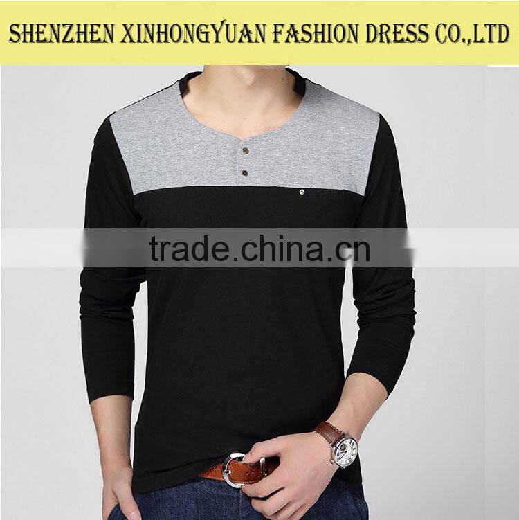 custom v-neck long sleeves t shirt for men print with your logo
