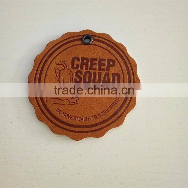 2017 custom factory direct factory high quality PU leather label for garments