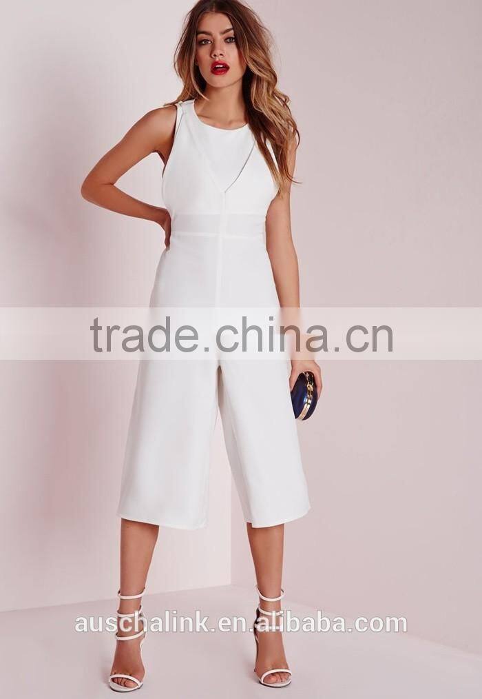 hot sale adult white double layer cut out jumpsuit low price