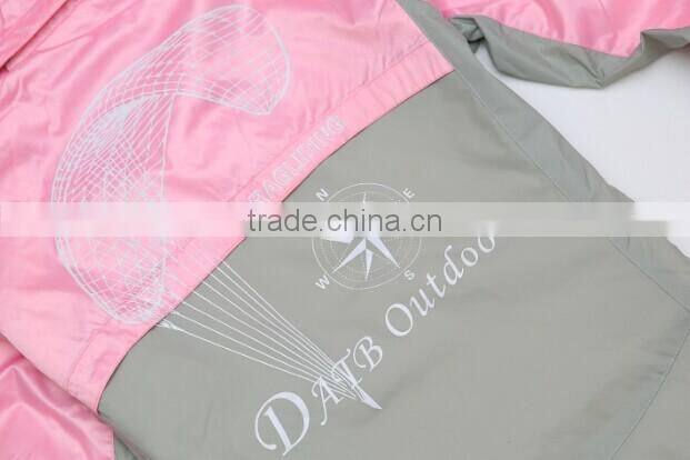 Bulk wholesale high quality parachute pink color custom branded jackets women 2016 winter