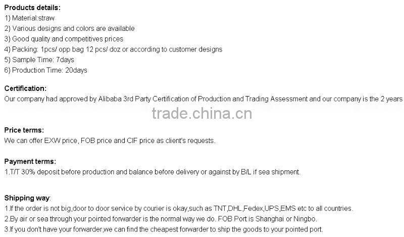 Promotional summer custom straw hats for ladies