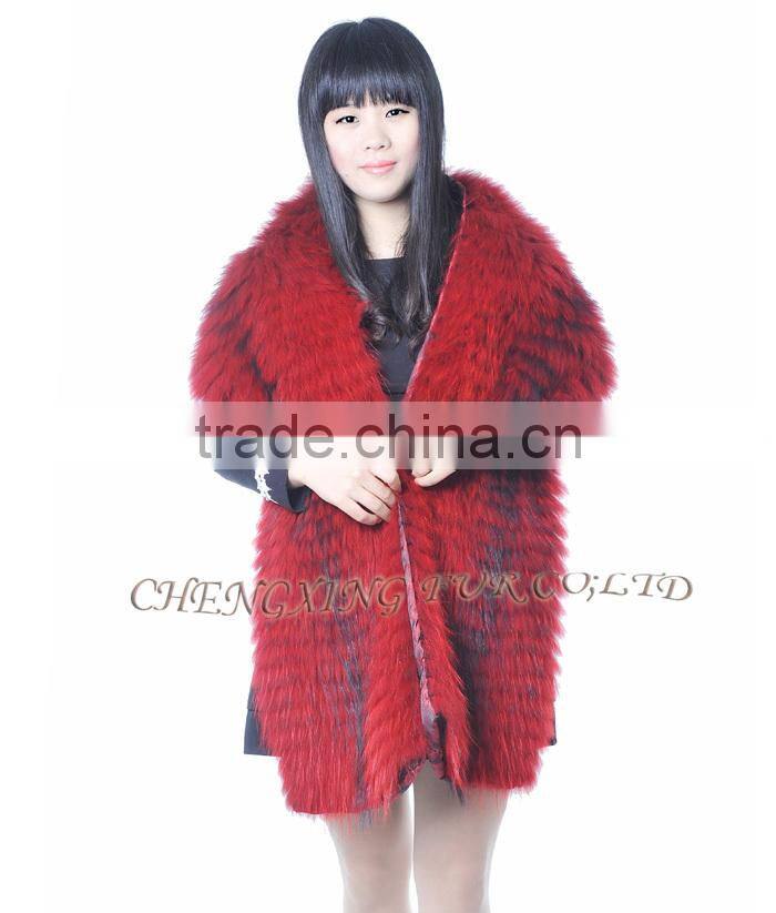 CX-B-79D New Design Fashion Raccoon Fur Warm Women Warm Fur Scarf/Fur shawl