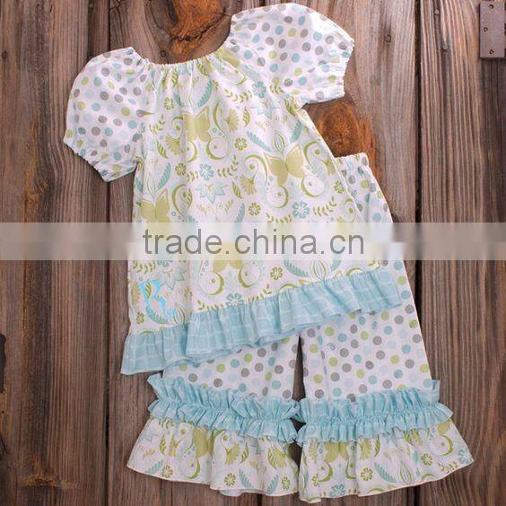 Factory Wholesale Cotton Baby Girl Ruffle ruffled Set Outfits With Hood