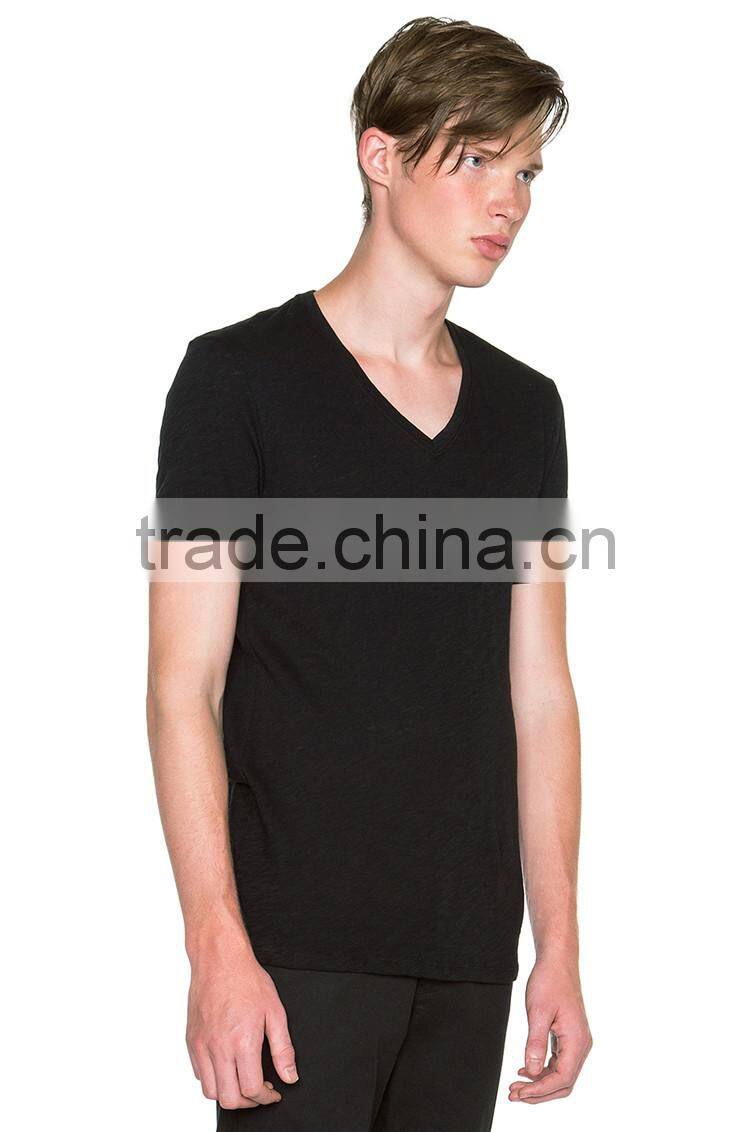 High quality tees blank black v neck t shirt,t-shirt vintage