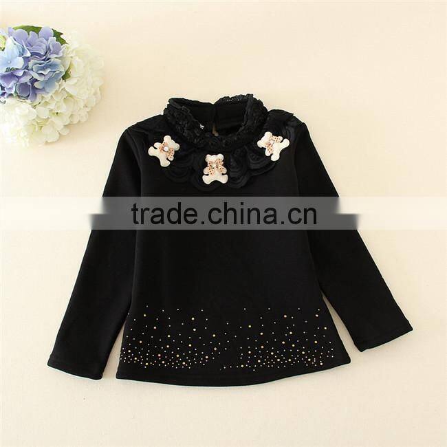 chinese wholesale manufactory Long Sleeve Tops for little girl bottoming shirt black pullover girls shirts