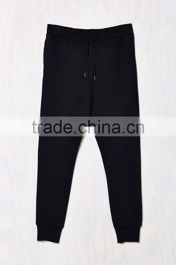Dark black soft wear slim cotton tri-runner sweatpants for men