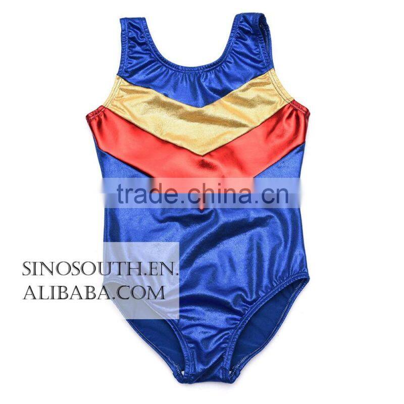2017 One-piece Shining Double-V Gymnastics Athletic Leotard for Little Girls
