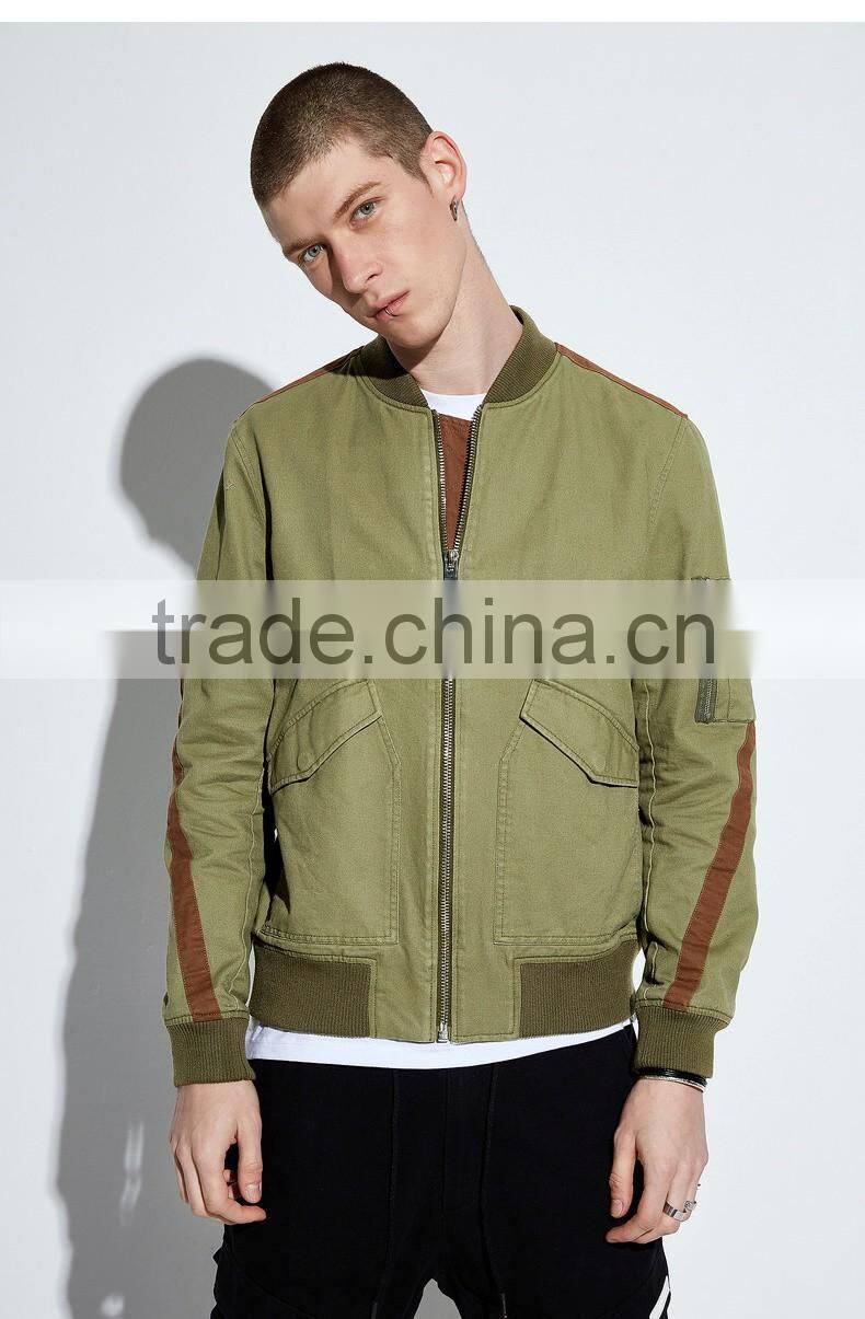 wholesale custom label pure cotton casual jacket for men slim fit cotton twill army jacket