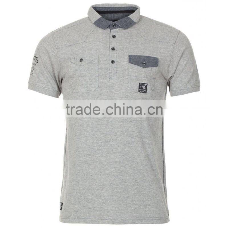 promotional high quality 100% cotton blank short sleeve pure color polo shirts with pockets
