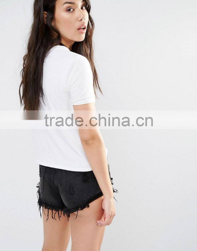 Hot selling women short sleeve plain cotton round neck t shirt with dreamer print