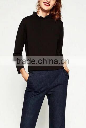 Runwaylover EY2324B Hot Sale 2017 Ladies Fashion Pure Color Blouse