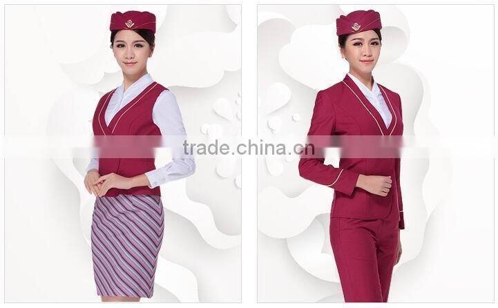 New design slim Airline uniforms workwears airline stewardess uniforms