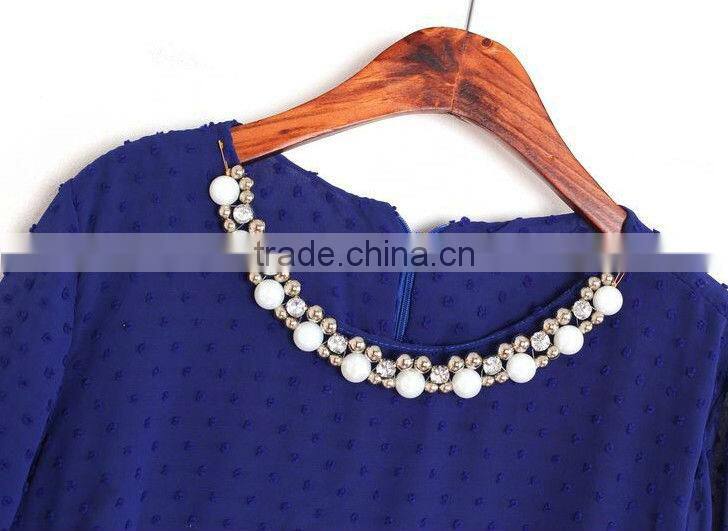 Latest Alibaba Chiffon African Navy Blue Dresses