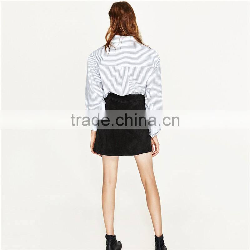 2017 OEM Spring Flowers-embroidered A Line Skirt with Metallic Details