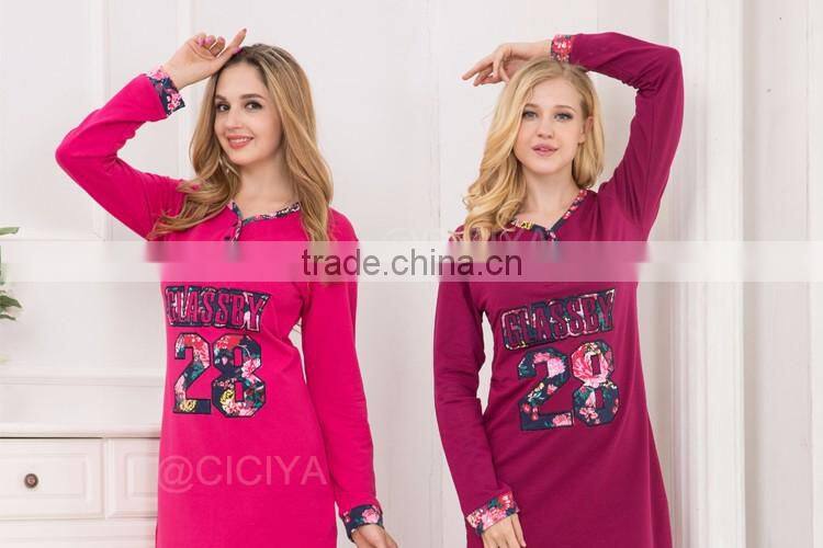TOP DESIGN WINTER ARABIC COUPLE NIGHTGOWNS FOR BEAUTIFUL WOMEN THICK POLYESTER COTTON O-NECK WITH BUTTON STYLE NIGHTGOWNS