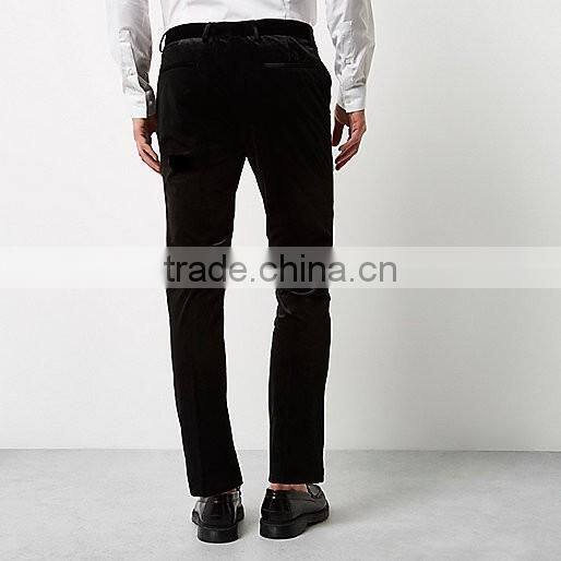Men's Black smart velvet skinny fit pants