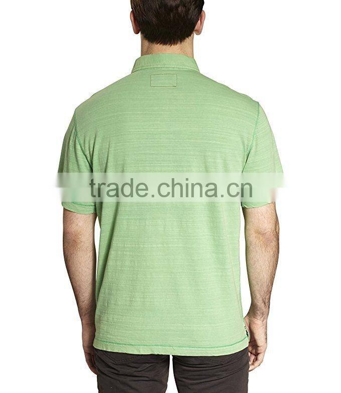 Mens Short Sleeve Slub Cotton Polo T-shirt