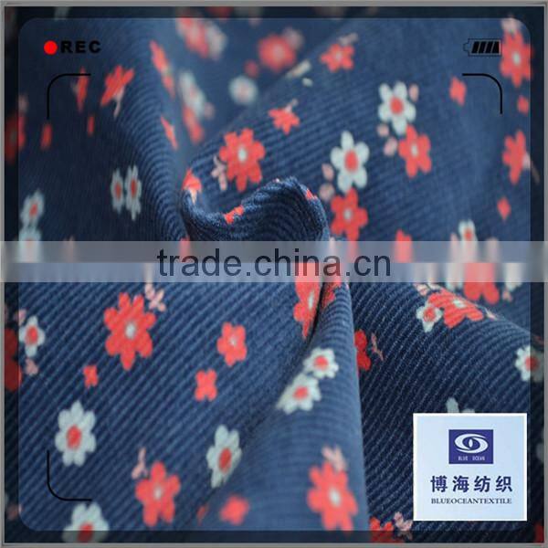 top hotting cotton printed corduroy fabric