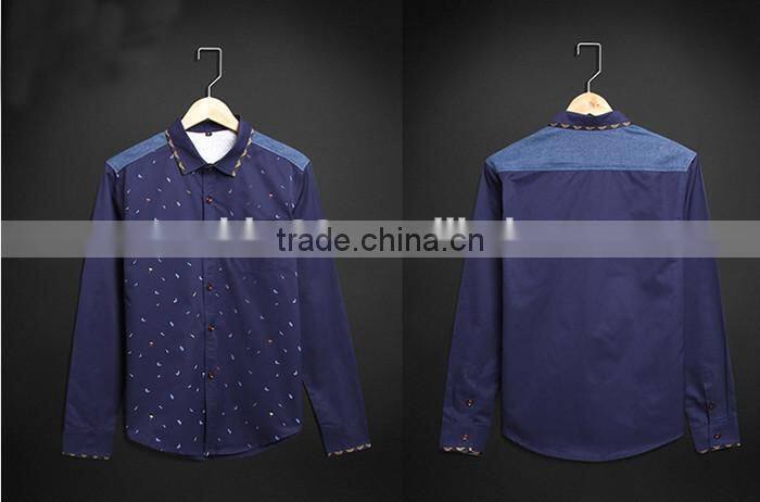 2016 Fashionable men printed slim fit casual shirts