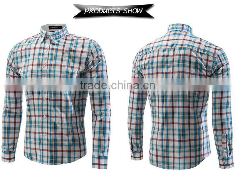 New product 2016 European fashion 100% cotton yarn dyed plaid shirt wholesale men's clothing