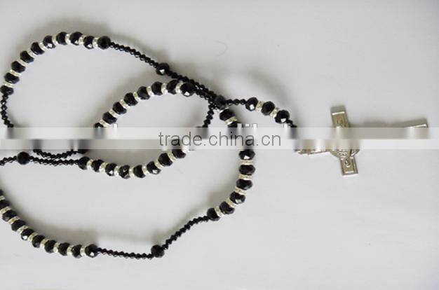 New Design Resin necklace Cross Pendant Necklace Christian rosary bead