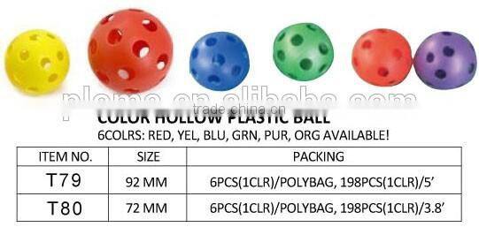 Kids outdoor toys 6pc color hollow plastic ball