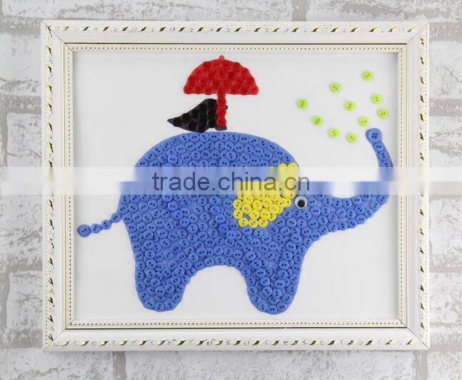 Children diy button picture handmade button stickers craft creative toys for kindergarten kids