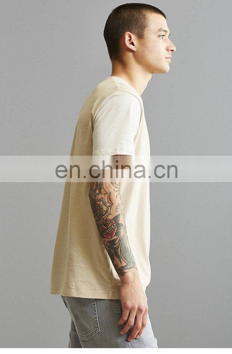 2017 Pure And Fresh Custom Men Shortsleeve Pocket Shirts Contrast Color O-collar Loose Style T-shirt