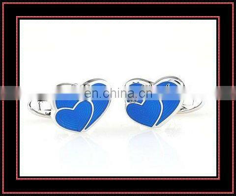 Lovers heart pink enamel quality gift cufflinks