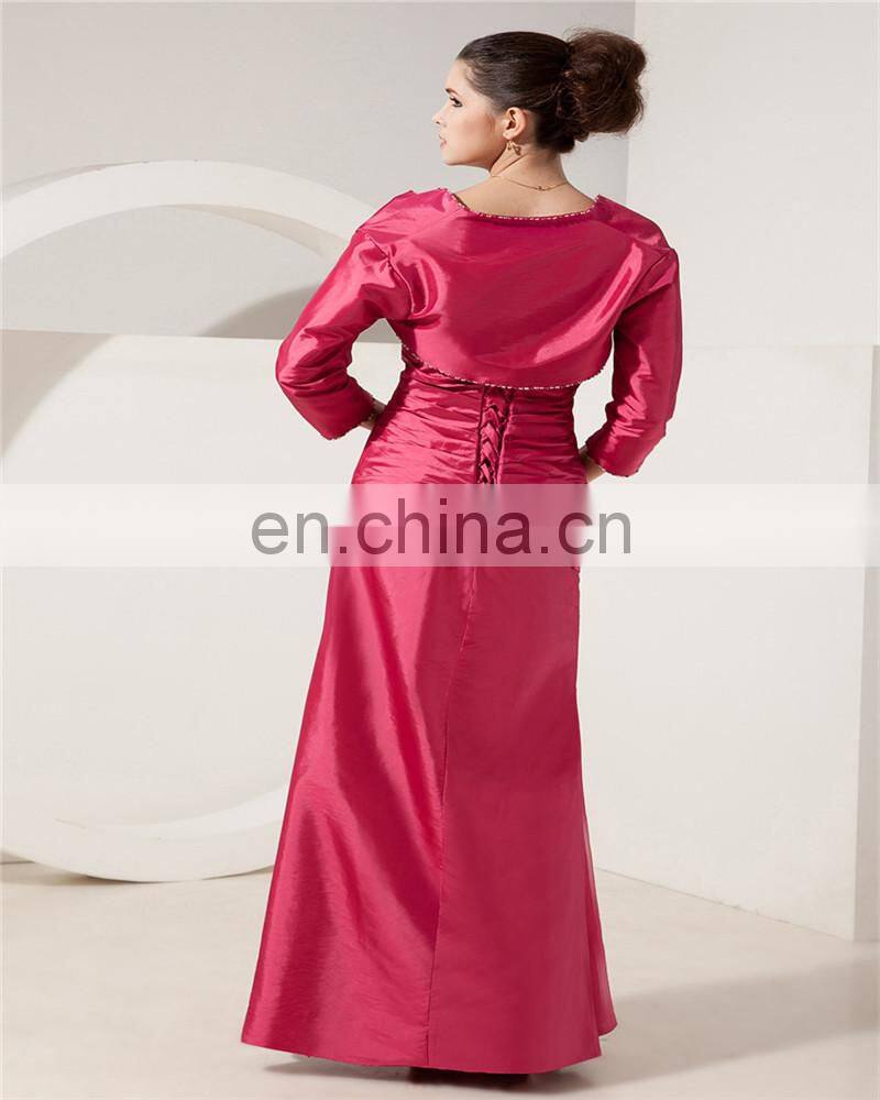 2018 Elegant Sweetheart Floor Length Evening Dress Beaded Ruched Lace-up Mother Of The Bride Dress With Jacket