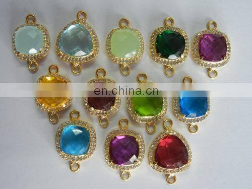 Green Onyx Pave Set in White Topaz, Gold Vermeil Over Sterling Silver, 34x21 mm,1 Piece