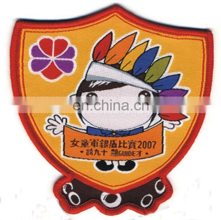 Red/ black high definition laser cut letter woven patches/embroidered patch