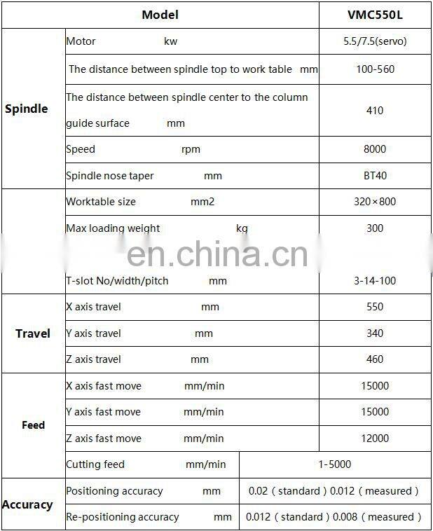 VMC550L small mechanical lathe cnc machining center tool equipment for sale